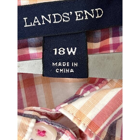 Lands’ End Women’s Plus 18W Plaid Long Sleeve Button Up Shirt - Picture 10 of 11